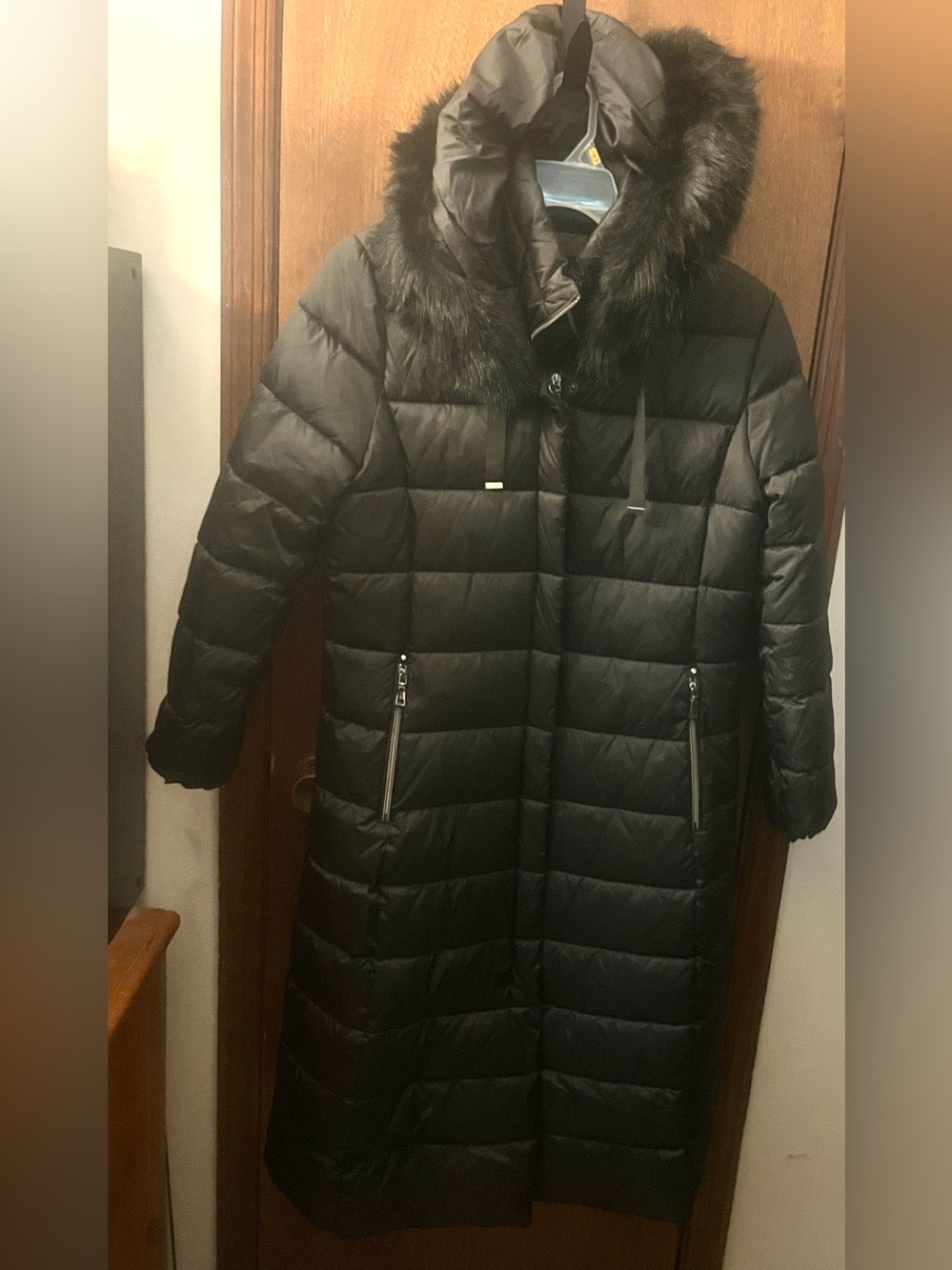 Tahari Women's Nellie Puffer Maxi Parka Coat Size L Large Black